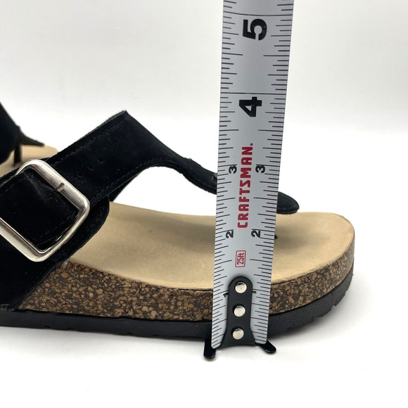 Bamboo Black Faux Suede Platform Thong Flip Flop Sandals Women's Size 7.5 38 - Picture 10 of 16